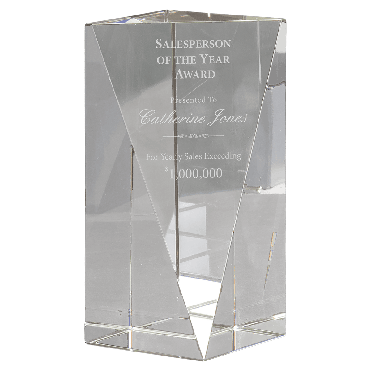 6" Crystal Triangle Front Pillar