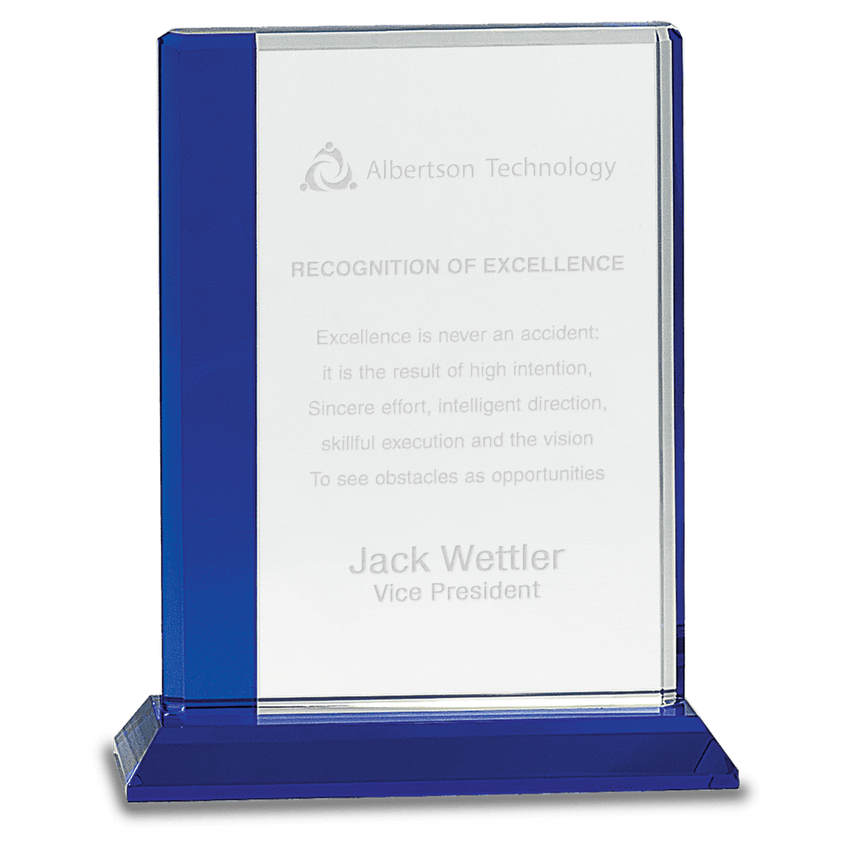 Crystal Rectangle Award — 6½" × 8" / Blue