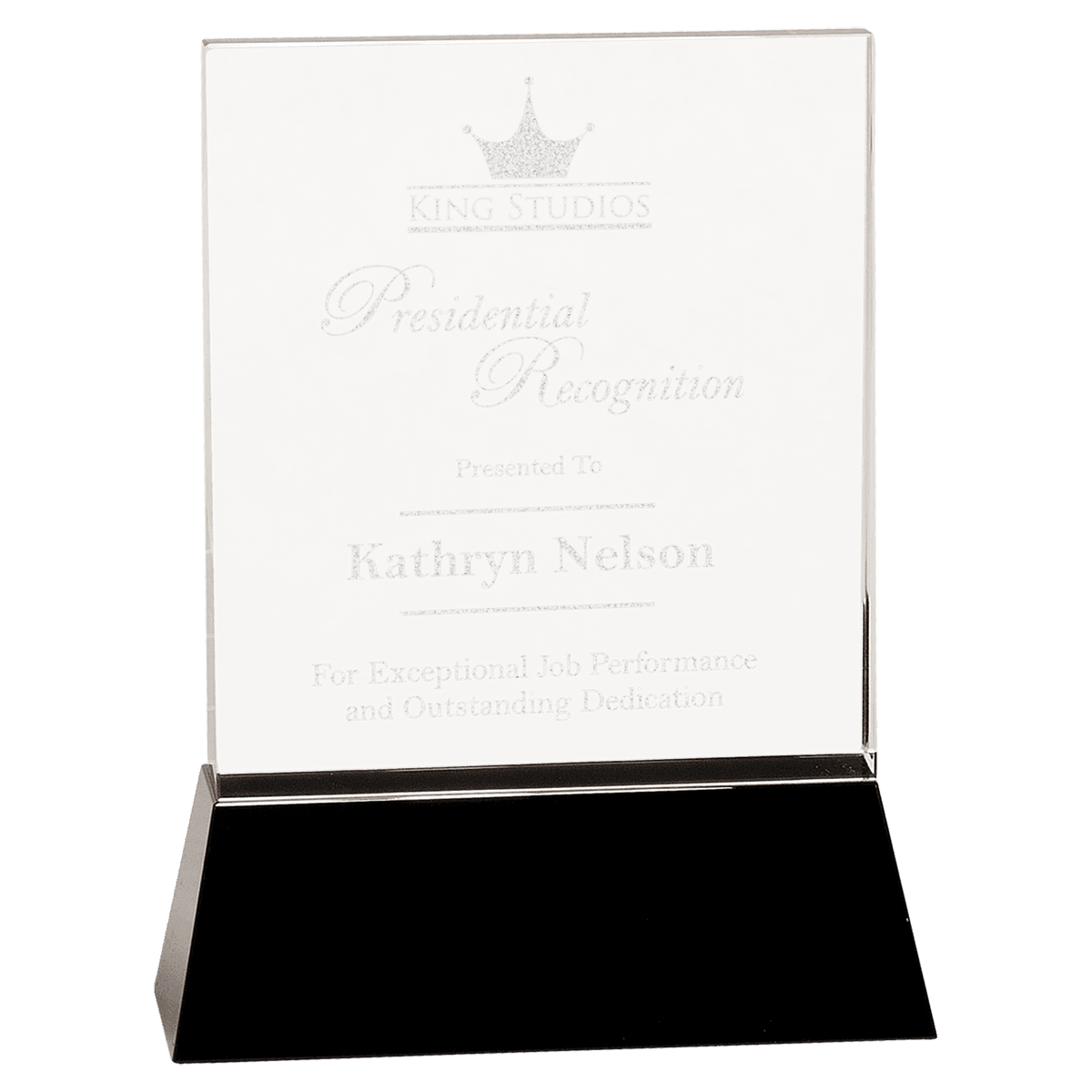 Crystal Rectangle Wedge on Black Base