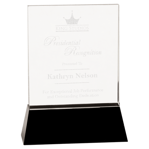 Crystal Rectangle Wedge on Black Base
