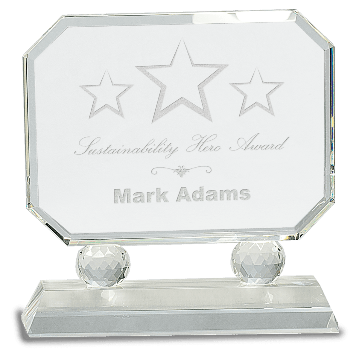 7" Rectangle Crystal on Clear Pedestal Base