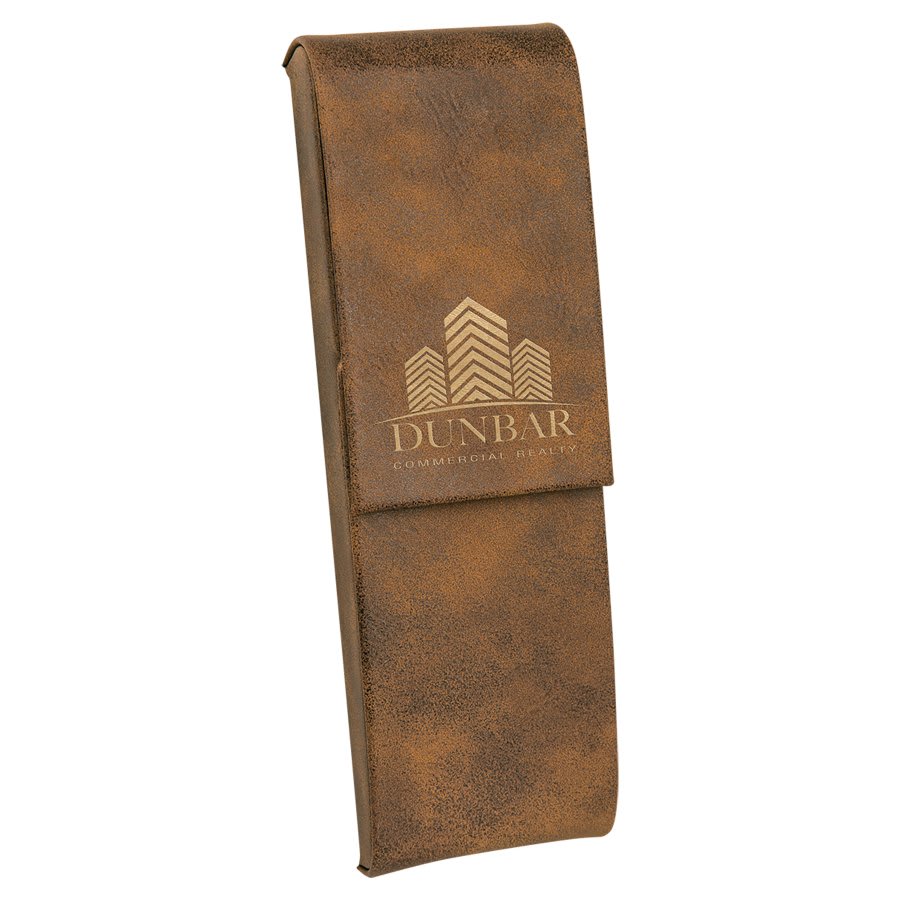 6 1/2" x 2" Laserable Leatherette Double Pen Case