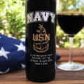 Navy Etched Wine Bottle