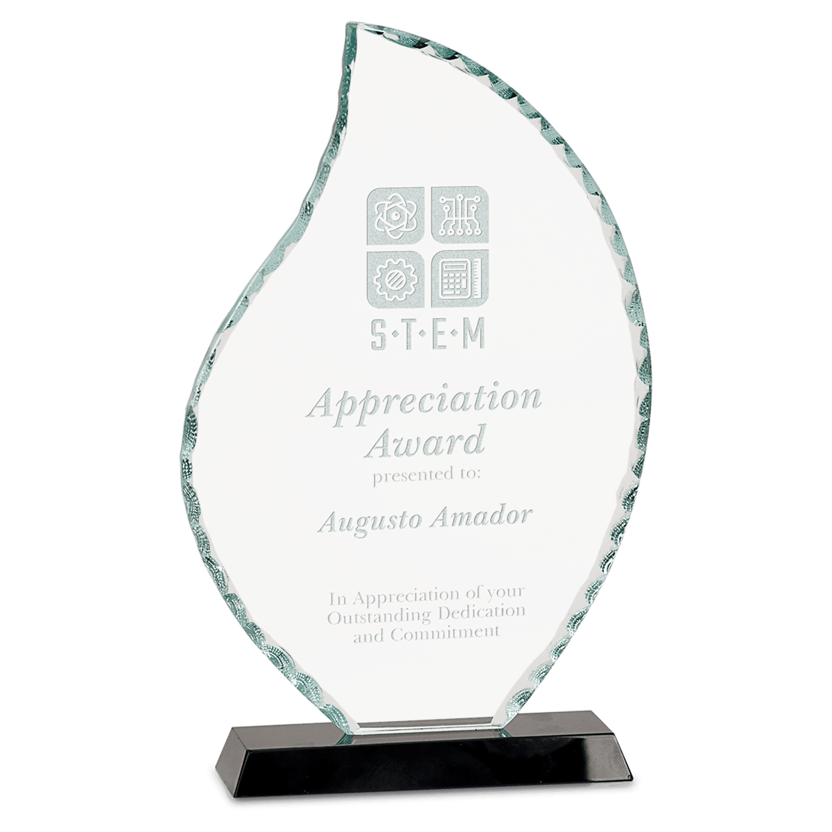 Facet Glass Award on Black Base — Shape and Size