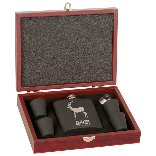 6 oz. Flask Set in Wood Presentation Box