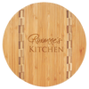Round Bamboo Cutting Board with Butcher Block Inlay