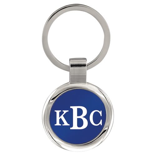 3" Blue Laserable Round Keychain