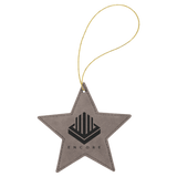 Gray Laserable Leatherette Star Ornament with Gold