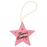 Pink Laserable Leatherette Star Ornament with Gold