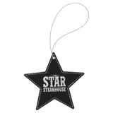 Black/Silver Laserable Leatherette Star Ornament with Silver