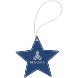 Blue/Silver Laserable Leatherette Star Ornament with Silver