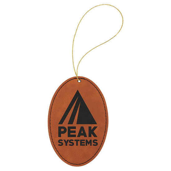 Laserable Leatherette Oval Ornament with String