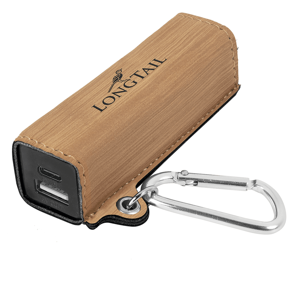 Laserable Leatherette 2200 mAh Power Bank with USB-C Cord — Bamboo