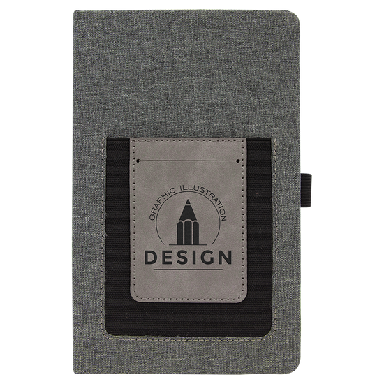 5 1/4" x 8 1/4" Laserable Leatherette Journal with Cell/Card Slot