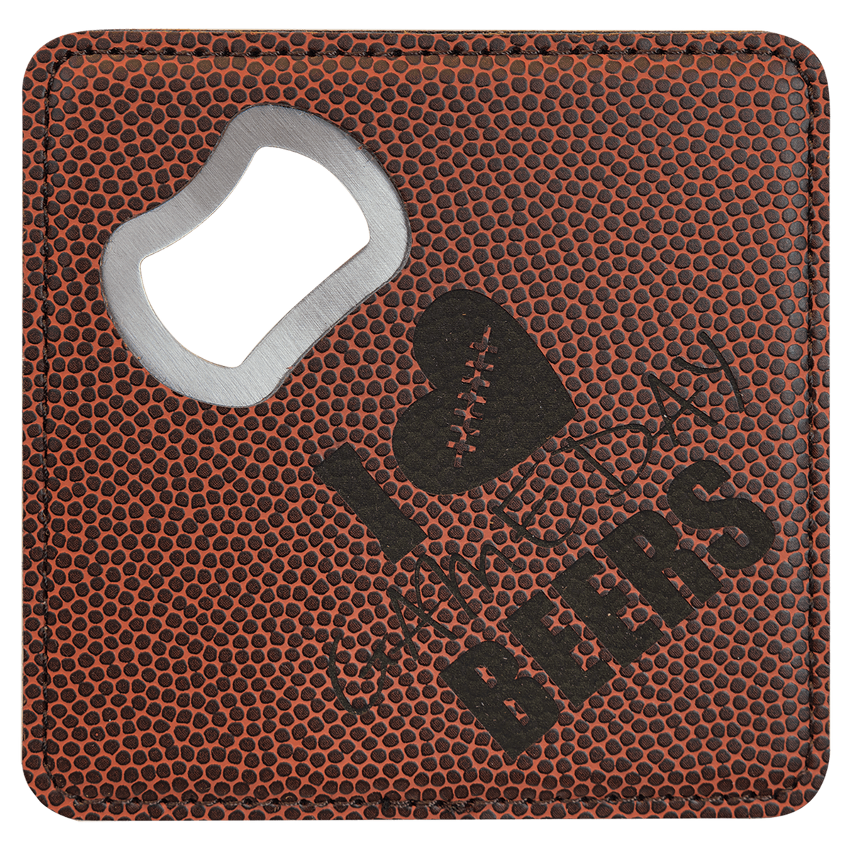 4" x 4" Square Laserable Leatherette Coaster with Bottle Opener