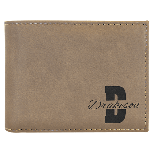 Laserable Leatherette Bi-Fold Wallet w/Flip ID Display