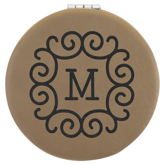 2 1/2" Laserable Leatherette Compact Mirror