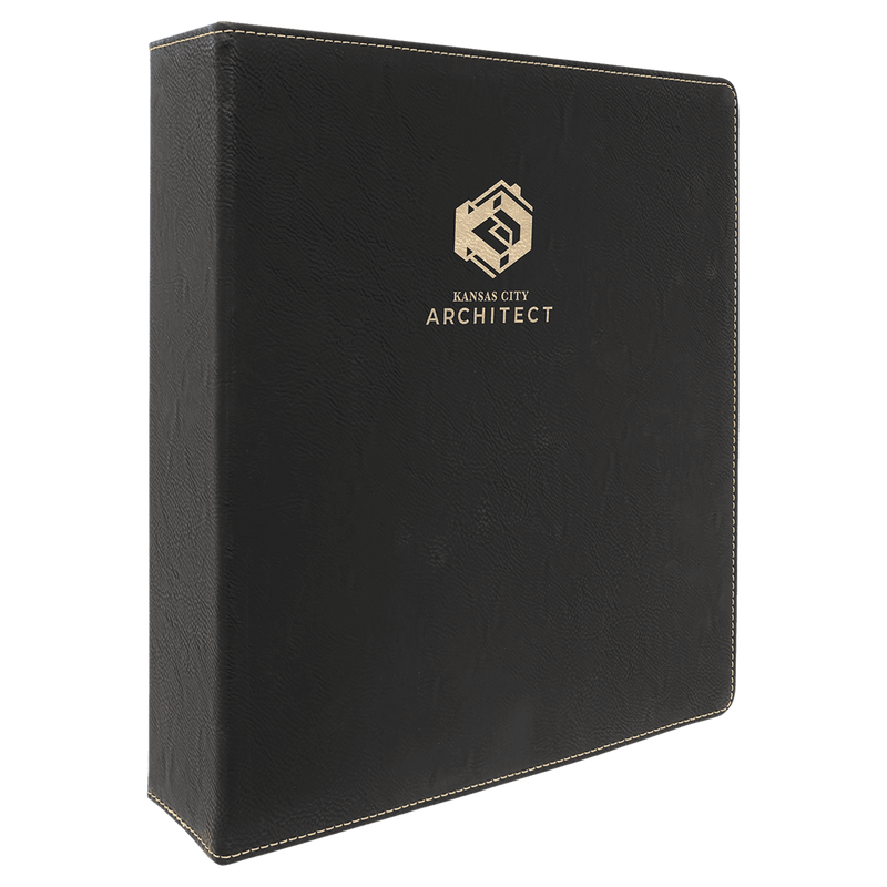 11" x 11 1/2" Laserable Leatherette 3 Ring Binder with 2" Slant D Rings