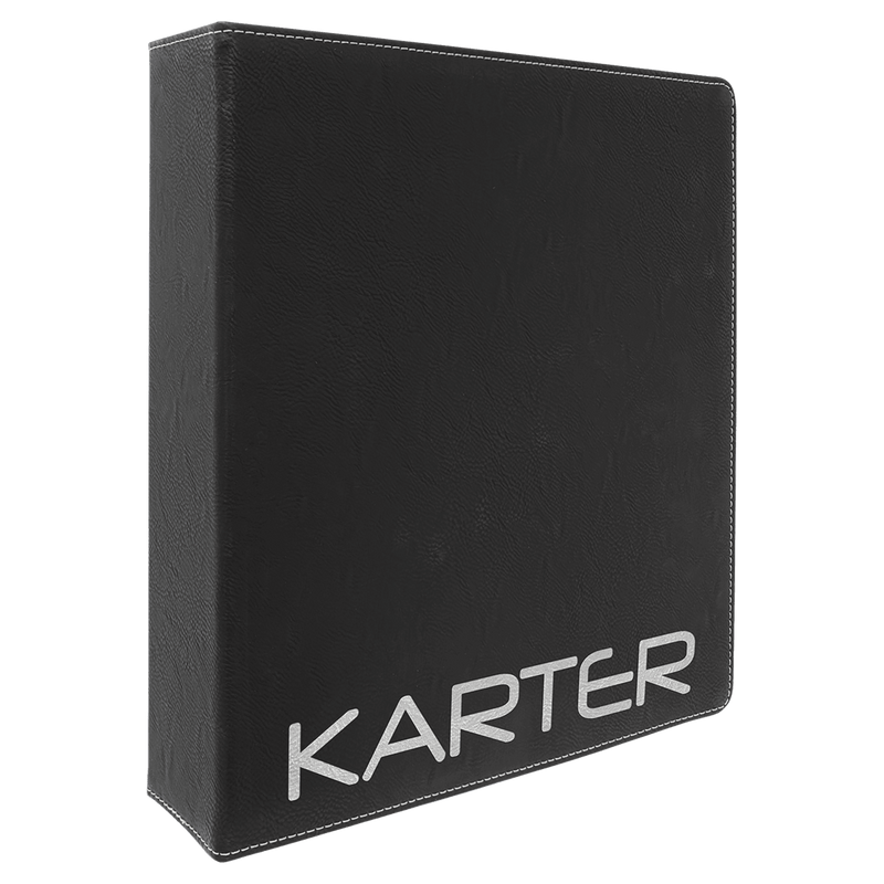 11" x 11 1/2" Black/Silver Leatherette 3 Ring Binder with 2" Slant D Rings