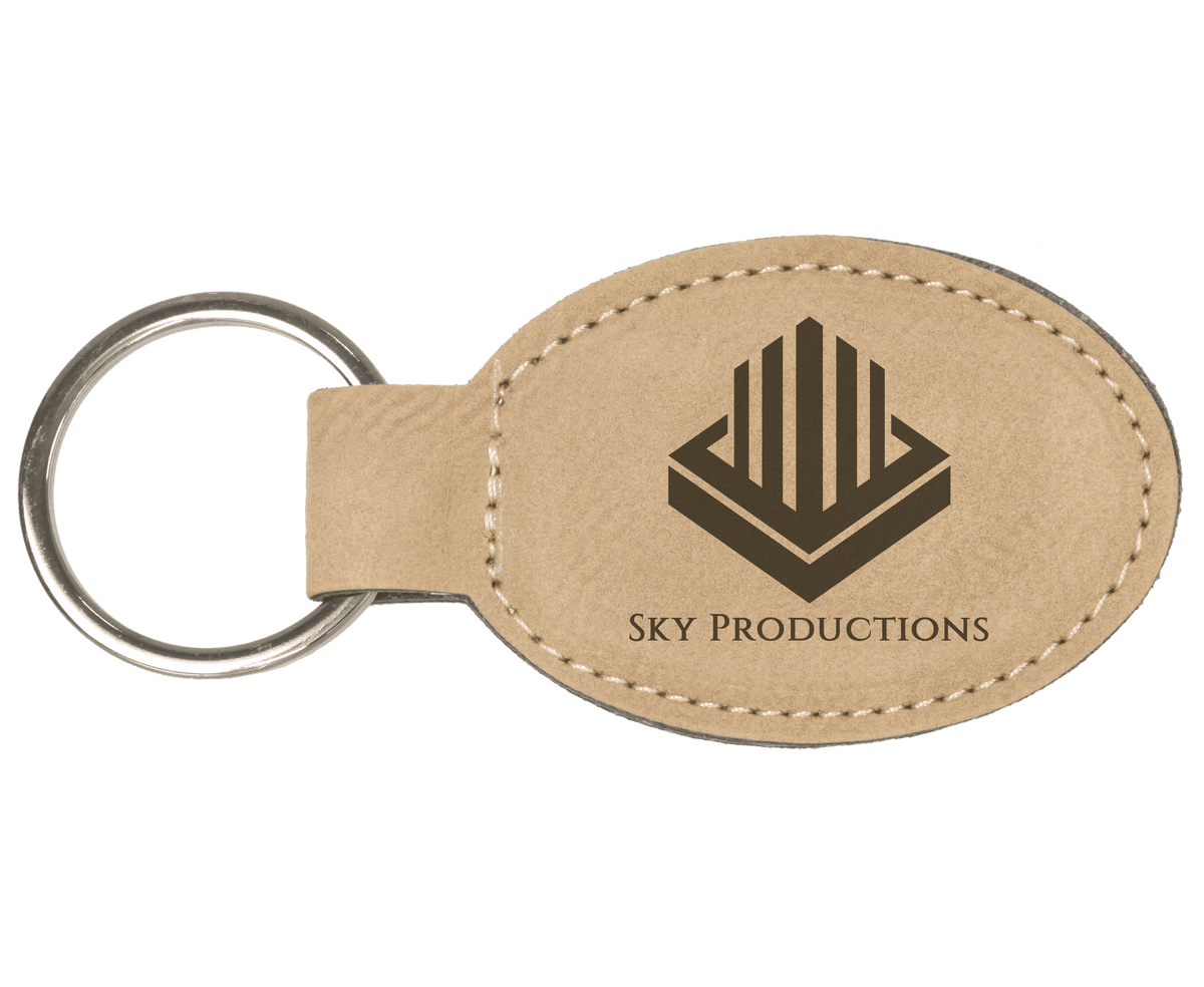 3" x 1 3/4" Laserable Leatherette Oval Keychain