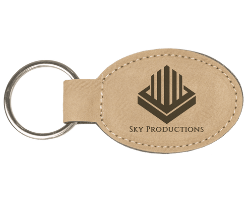 3" x 1 3/4" Laserable Leatherette Oval Keychain