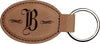 3" x 1 3/4" Laserable Leatherette Oval Keychain