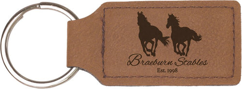 2 3/4" x 1 1/4" Laserable Leatherette Rectangle Keychain