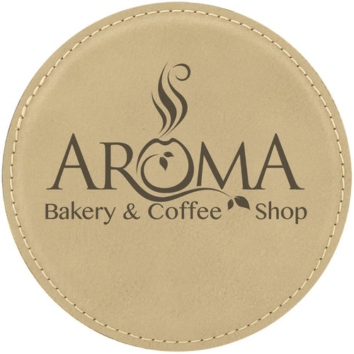 4" Round Laserable Leatherette Coaster