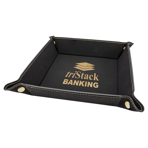 6" x 6" Laserable Leatherette Snap Up Tray