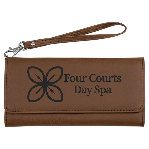 7 1/2" x 4" Laserable Leatherette Wallet with Strap