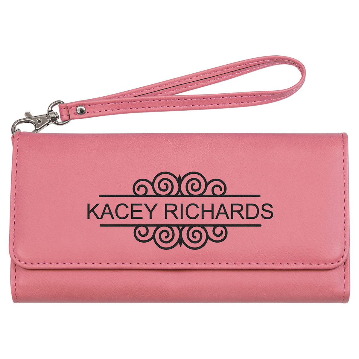 7 1/2" x 4" Laserable Leatherette Wallet with Strap