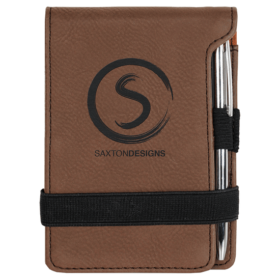 3 1/4" x 4 3/4" Laserable Leatherette Mini Notepad with Pen