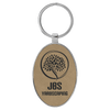 3" x 1 3/4" Laserable Leatherette/Metal Oval Keychain