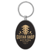 3" x 1 3/4" Laserable Leatherette/Metal Oval Keychain