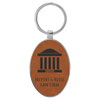 3" x 1 3/4" Laserable Leatherette/Metal Oval Keychain