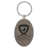 3" x 1 3/4" Laserable Leatherette/Metal Oval Keychain