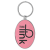 3" x 1 3/4" Laserable Leatherette/Metal Oval Keychain