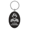 3" x 1 3/4" Laserable Leatherette/Metal Oval Keychain
