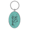 3" x 1 3/4" Laserable Leatherette/Metal Oval Keychain