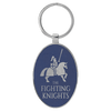3" x 1 3/4" Laserable Leatherette/Metal Oval Keychain