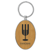 3" x 1 3/4" Laserable Leatherette/Metal Oval Keychain