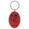 3" x 1 3/4" Laserable Leatherette/Metal Oval Keychain