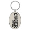 3" x 1 3/4" Laserable Leatherette/Metal Oval Keychain