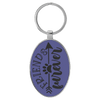 3" x 1 3/4" Laserable Leatherette/Metal Oval Keychain