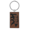 2 3/4" x 1 1/4" Laserable Leatherette/Metal Rectangle Keychain