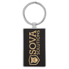 2 3/4" x 1 1/4" Laserable Leatherette/Metal Rectangle Keychain
