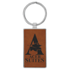 2 3/4" x 1 1/4" Laserable Leatherette/Metal Rectangle Keychain