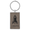 2 3/4" x 1 1/4" Laserable Leatherette/Metal Rectangle Keychain