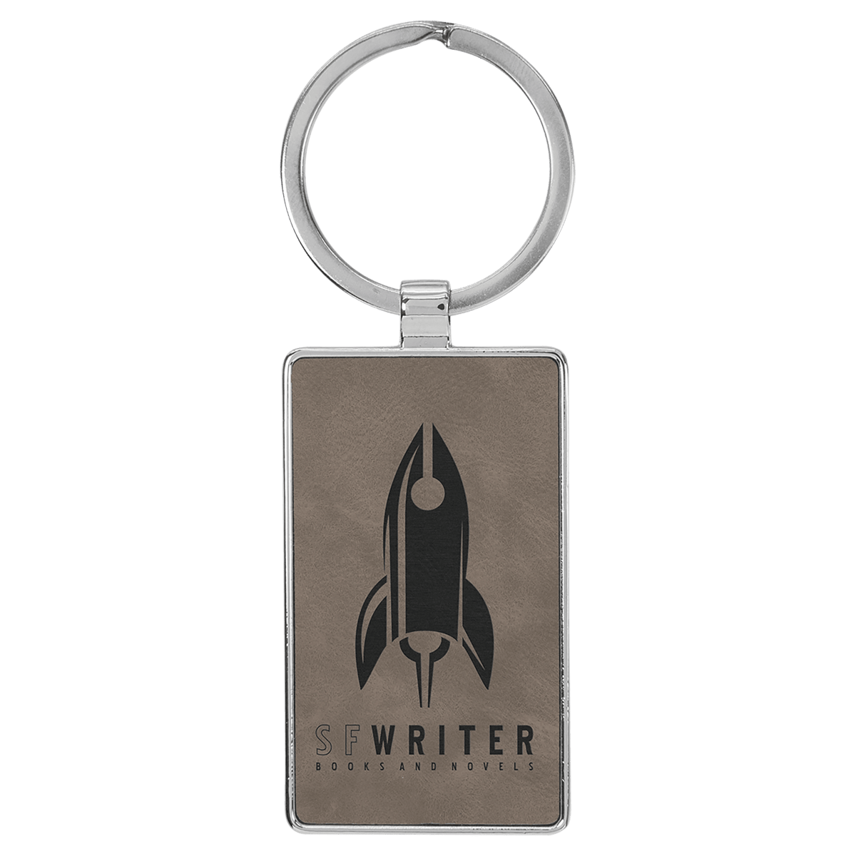 2 3/4" x 1 1/4" Laserable Leatherette/Metal Rectangle Keychain