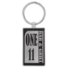 2 3/4" x 1 1/4" Laserable Leatherette/Metal Rectangle Keychain